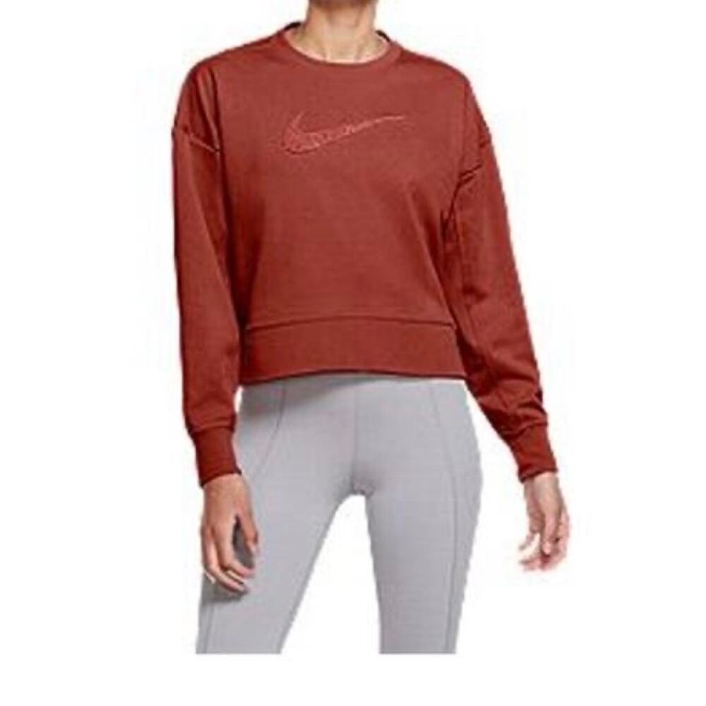 Nike Rust Orange Crewneck Sweatshirt Pullover Waist Length Women's Size M
